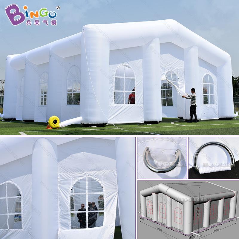 Изображение товара: Бесплатная доставка, белая надувная церковная палатка 33x33 фута, ткань Оксфорд, надувная Свадебная вечеринка, шатер