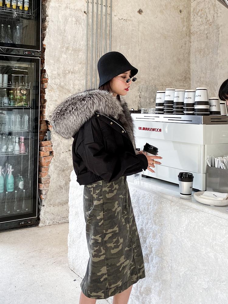 Изображение товара: Женская шерстяная куртка, с воротником из натурального Лисьего меха, с капюшоном, теплая, Zjt915