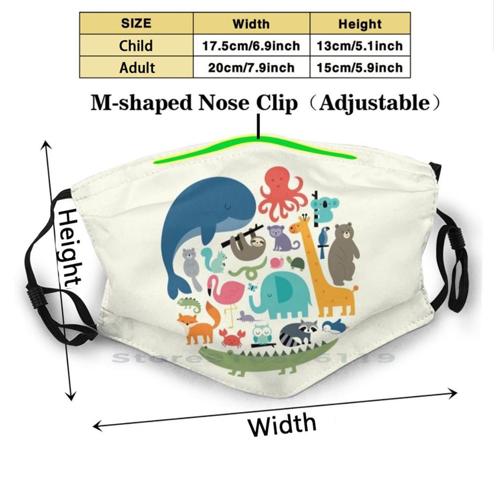 Изображение товара: Мы-одна взрослая детская моющаяся смешная маска для лица с фильтром, животные, уважающие любовь, милая Радужная детская одежда