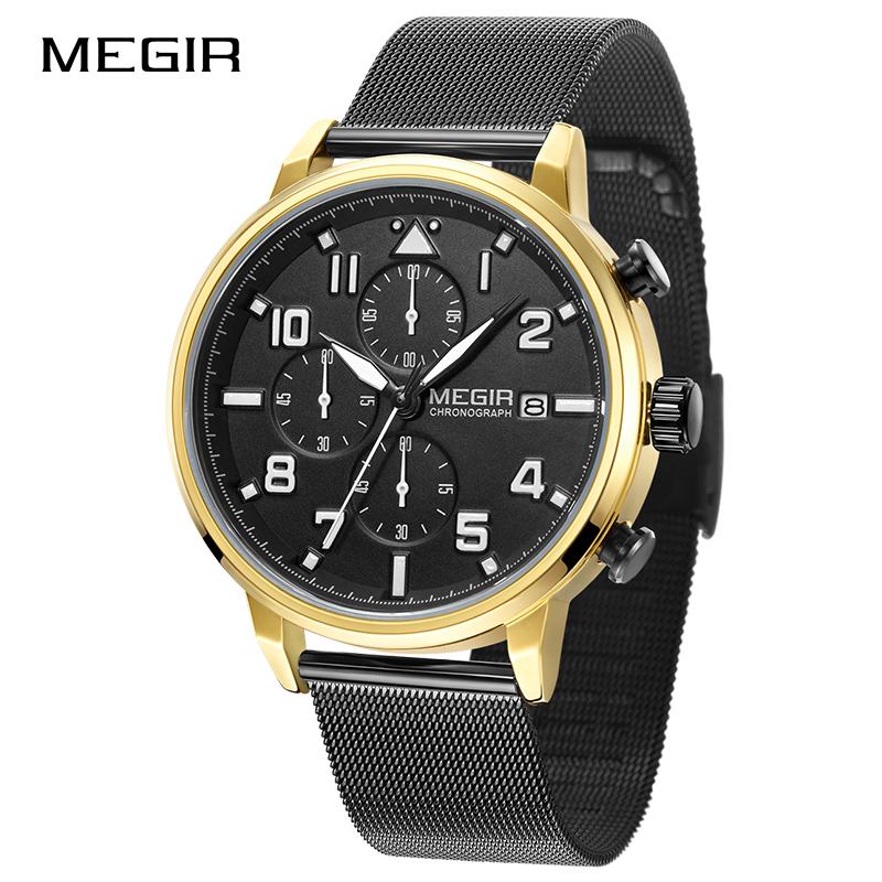 Изображение товара: MEGIR хронограф кварцевые мужской роскошный бренд часов нержавеющая сталь модные деловые наручные часы Мужские часы Relogio Masculino 2020