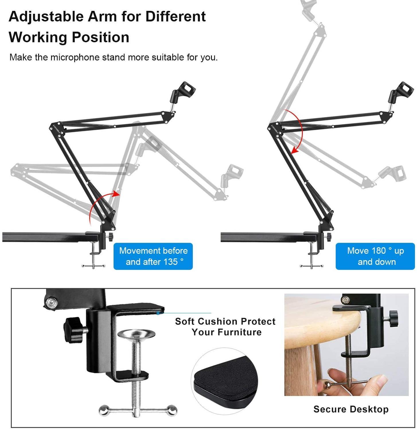 Изображение товара: Регулируемая Настольная подвеска Depusheng AK-35, ножничная стойка, держатель веб-камеры для микрофона, крепления стола, зажим