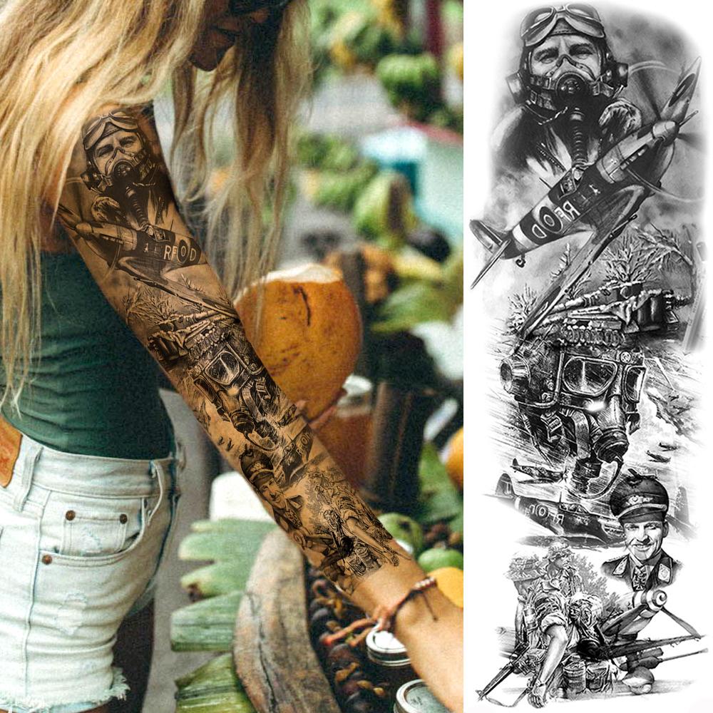 Изображение товара: Sailing Warrior Temporary Sleeve Tattoos For Men Women Adults Angel Rose Lily Full Arm Fake Tattoo Long Body Art Tatoos Decor