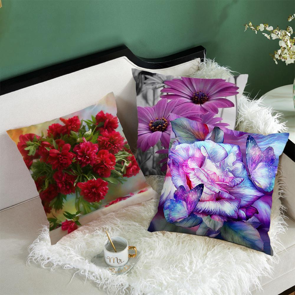 Изображение товара: Чехол для диванной подушки Fuwatacchi, с цветами, подсолнухами, розами, одуванчиками, Декоративные Чехлы на подушки, декоративная наволочка для подушки