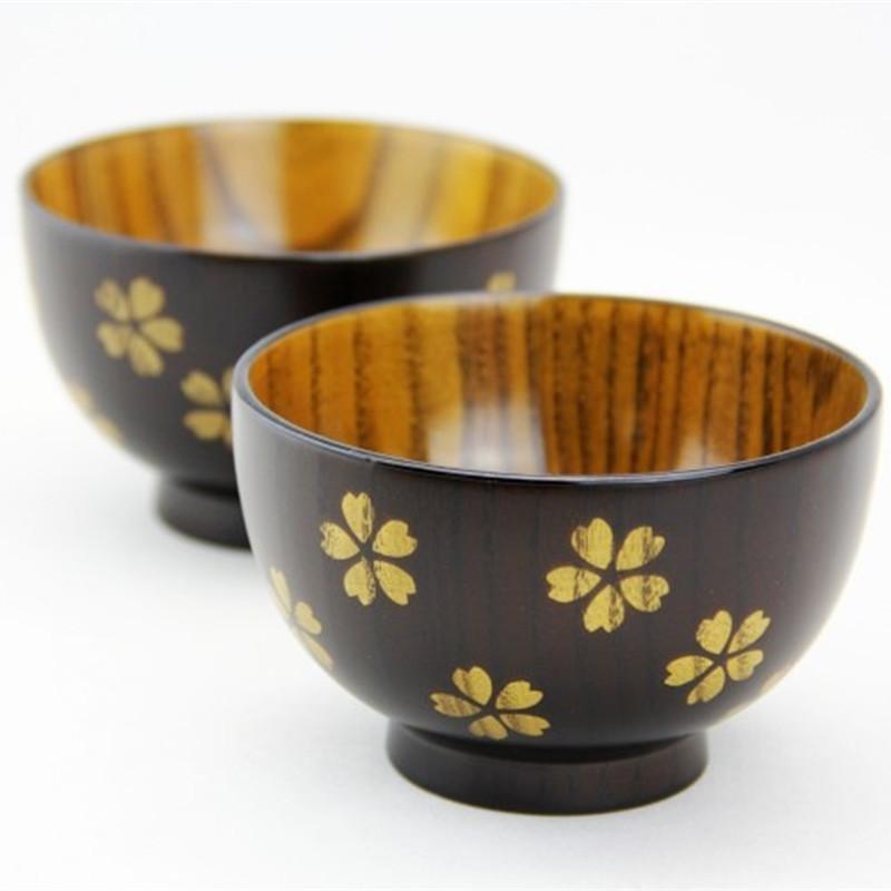 Изображение товара: Японские салатные чаши из натурального дерева Jujube, круглые деревянные рисовые чаши, экологически безопасные столовые приборы 1 шт.