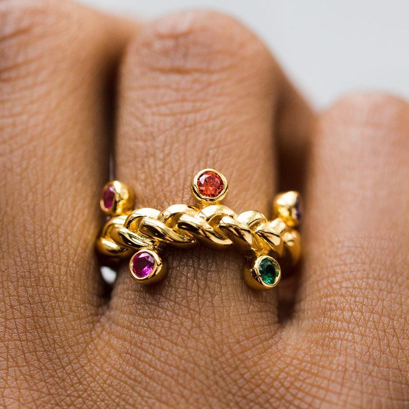 Изображение товара: Milangirl кольца для женщин витое Кристальное кольцо классическое кольцо Открытое винтажное простое ювелирное изделие обручальные кольца