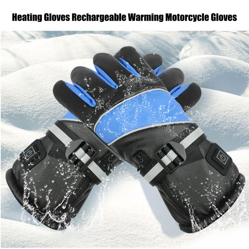 Изображение товара: Зимние перчатки с подогревом, 7,4 В, 3000 мАч, перезаряжаемые теплые мотоциклетные перчатки, трехскоростной термостат, перчатки для езды на мотоцикле и лыжах