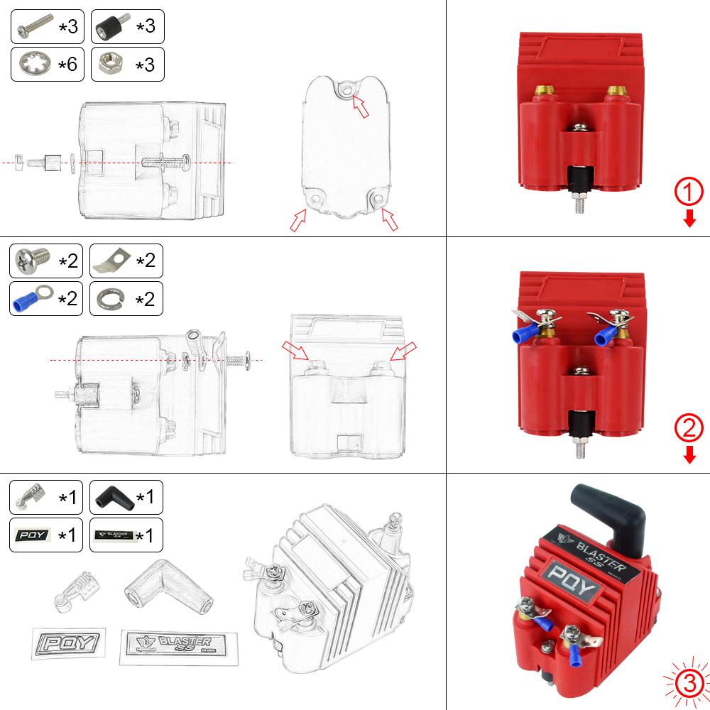 Изображение товара: Универсальный бластер SS 12V Катушка с высоким выходом внешняя Мужская электронная катушка зажигания с аксессуарами квадратная эпоксидная смола для Chevrolet 253 289