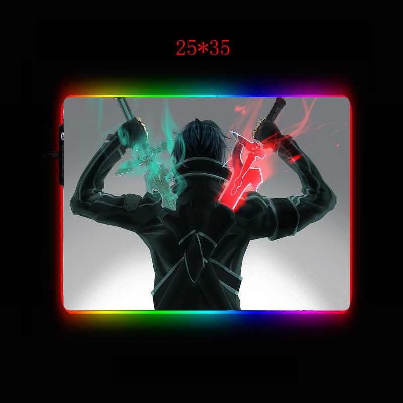 Изображение товара: XGZ анимационный коврик для мыши RGB меч Бог полевой узор светодиодный ная подсветка большой игровой плеер коврик для мыши Клавиатура одеяло Настольный коврик 90x40