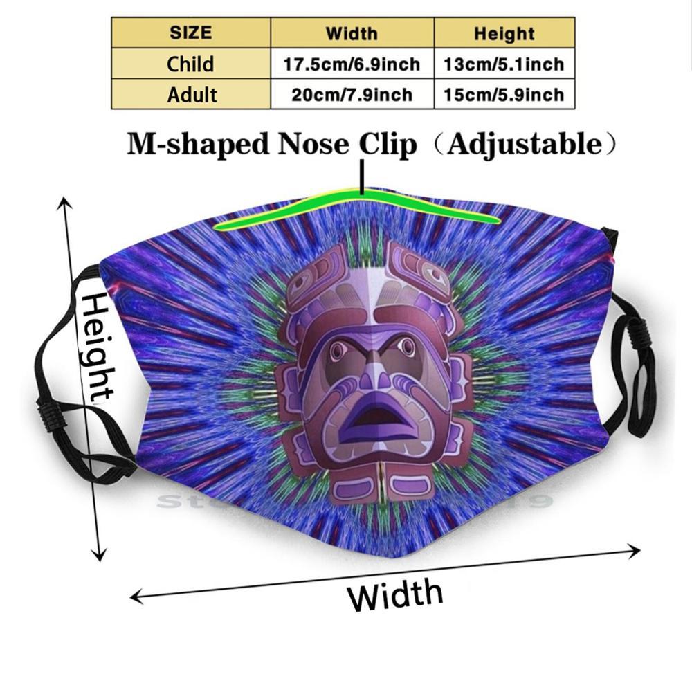 Изображение товара: Тихоокеанская Северо-Западная Индийская маска, священные племенные геометрические фрактальные узоры, художественный дизайн, многоразовые фильтры Pm2.5, «сделай сам», детская маска для рта