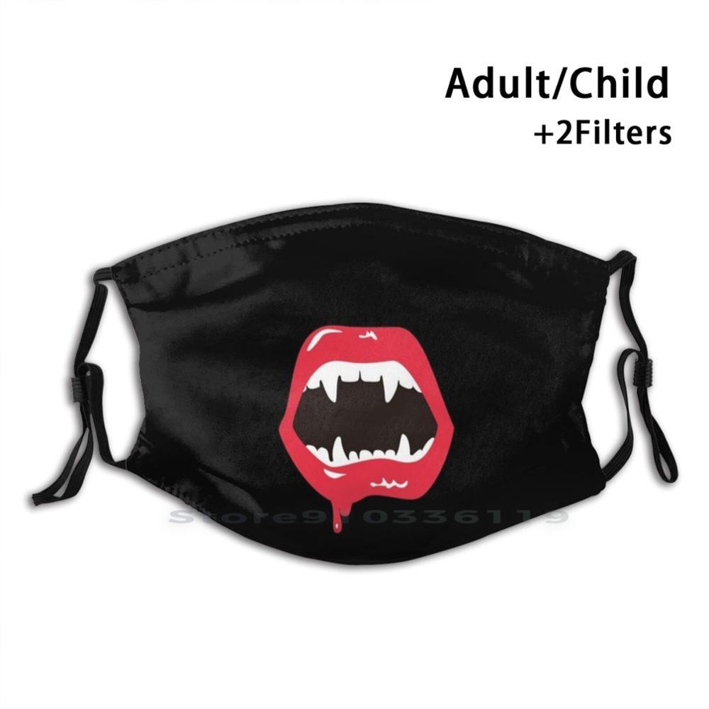 Изображение товара: Забавная моющаяся маска на лицо с фильтром для укусов вампира для взрослых и детей, Зубы вампира, рот крови вампира 2020