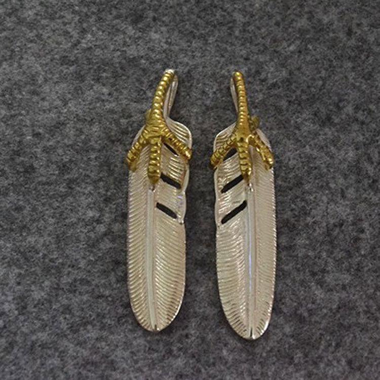Изображение товара: Креативное ожерелье Takahashi Kagura Goro's из стерлингового серебра 925 пробы, ожерелье с перьями в виде когтя золотого орла, Мужская подвеска в стиле ретро, ювелирные изделия