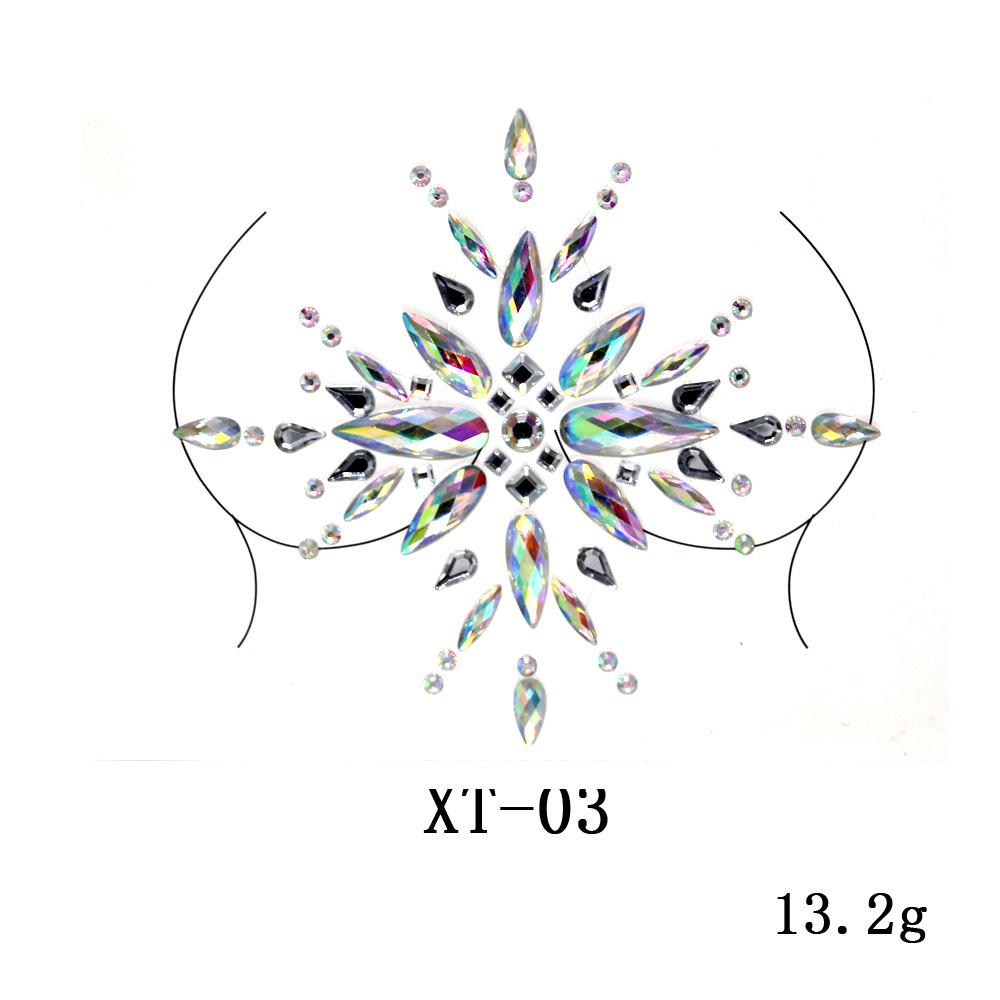 Изображение товара: Хит продаж, Эротическая нагрудная грудь, Хрустальная смола, тату-наклейка, музыкальный фестиваль стразы, имитация татуировки, наклейки для вечеринки, модное украшение для груди