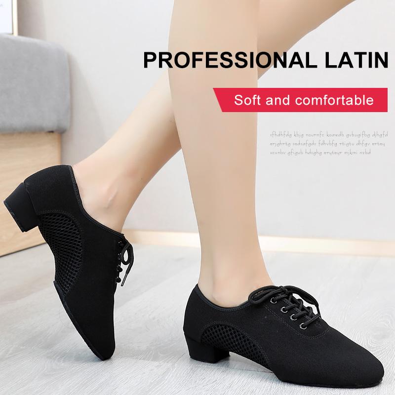 Изображение товара: Туфли для латиноамериканских танцев для мужчин и женщин, бальные туфли для танцев, Танго, сальсы, учителя, черные, современные тренировочные танцевальные туфли для взрослых