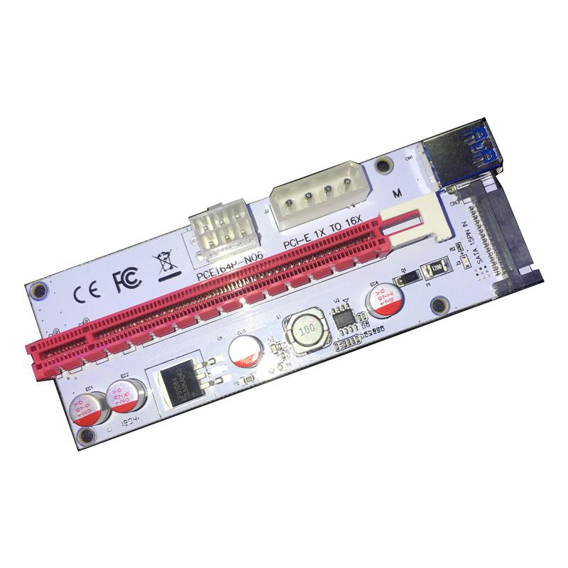 Изображение товара: Райзер-карта PCI-E 60 см, адаптер PCIe 1x к 16x, 4-контактный, 6-контактный, SATA, USB 3,0, кабель для майнинга биткоинов, конвертер расширения для майнинга