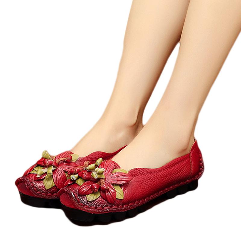 Изображение товара: National Wind Flowers Flat Shoes Women Handmade Genuine Leather Shoes Women Retro Soft Bottom Flat Shoes Autumn Flats Shoes