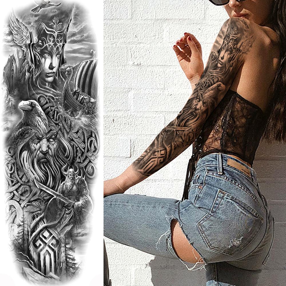 Изображение товара: Временная тату-наклейка Angel на всю руку для женщин и мужчин, Татуировка рукав наклейка для взрослых, водостойкая, боди-арт, живопись, тату-паста, искусственный голубь