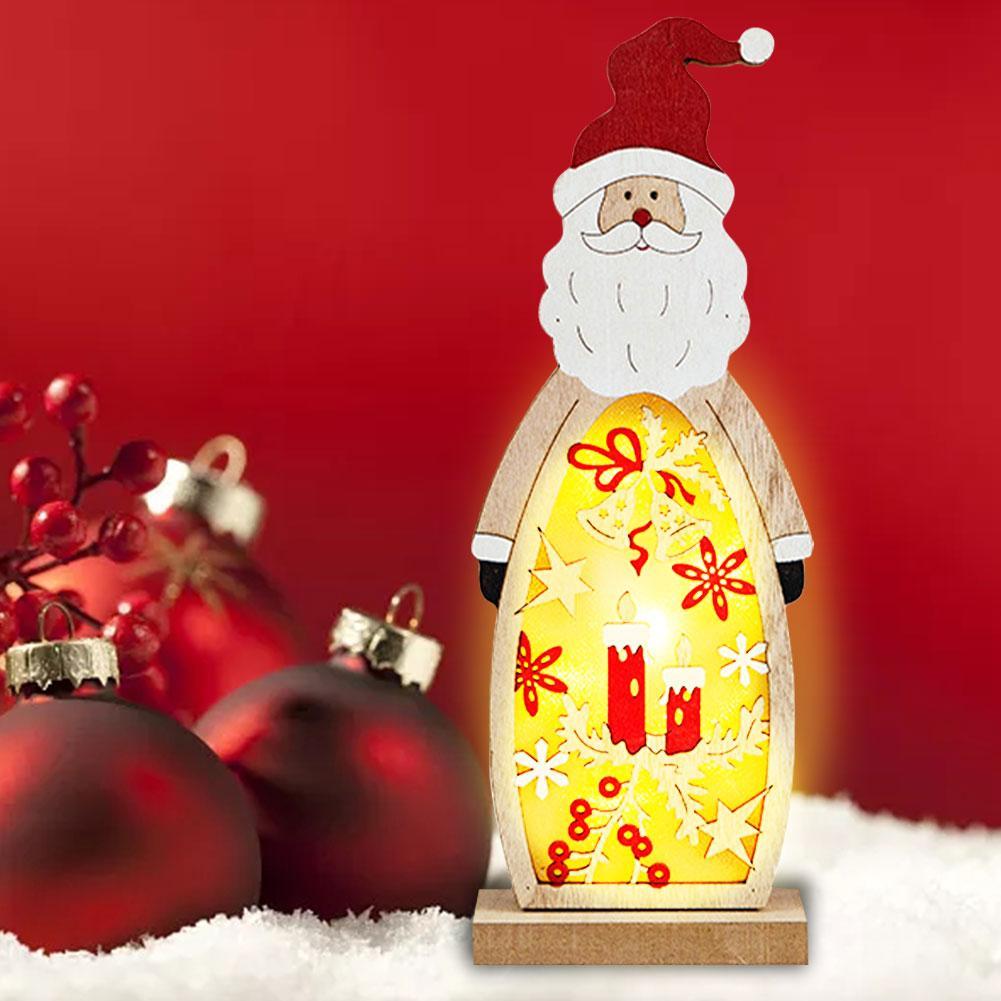 Изображение товара: Рождественский деревянный светодиодный светильник, Настольная декоративная подарочная настольная лампа, светодиодная настольная лампа, светодиодный ночсветильник вечерние праздничный подарок, Декор