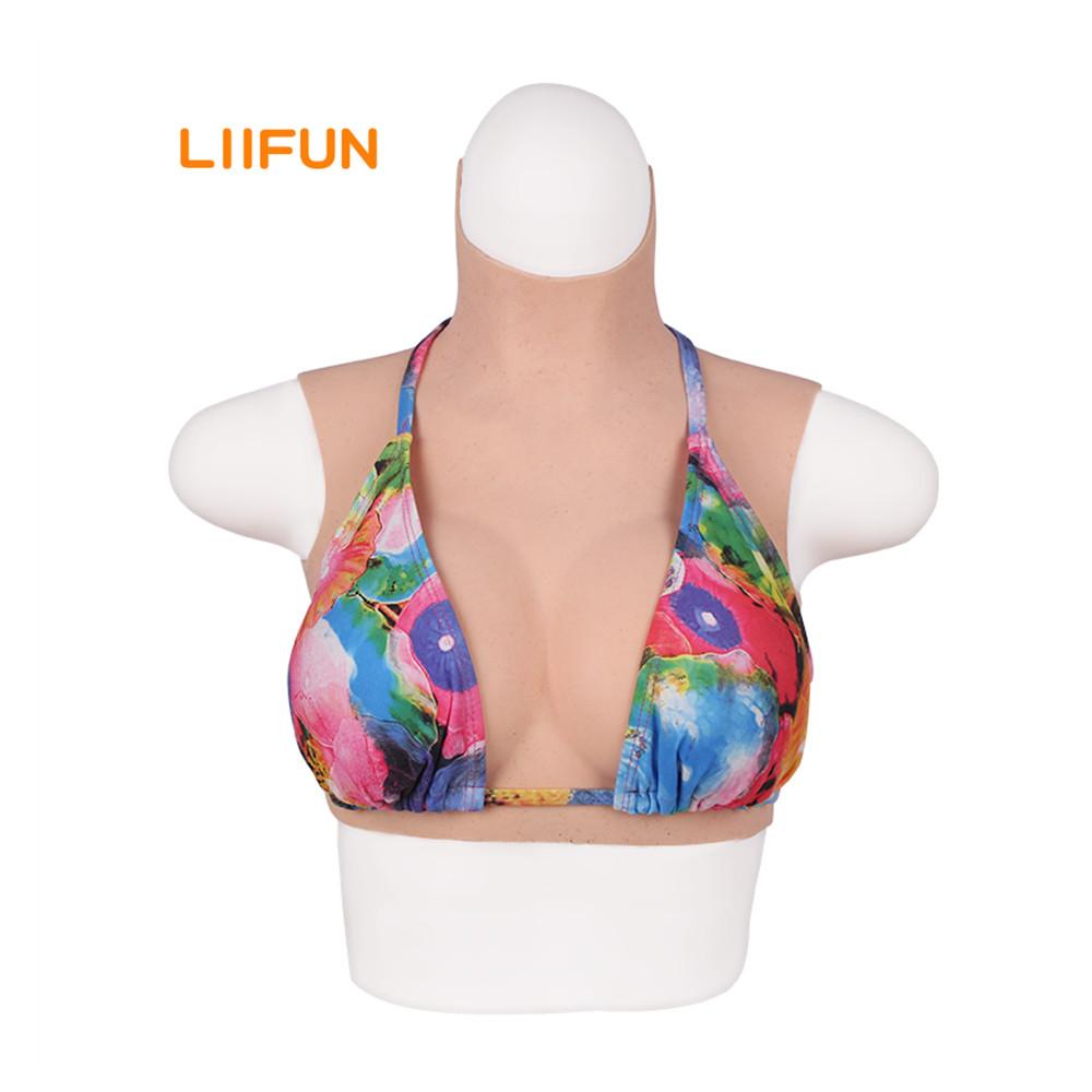 Изображение товара: Искусственная силиконовая грудь Liifun для косплея Drag Queen, искусственные груди, реалистичные высокие воротники для кроссдрессеров, трансгендеров