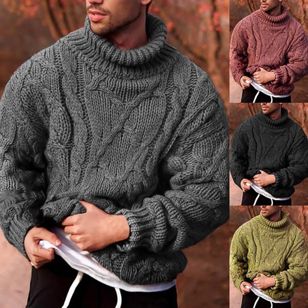 Изображение товара: Мужской трикотажный свитер с высоким воротом, на осень/зиму