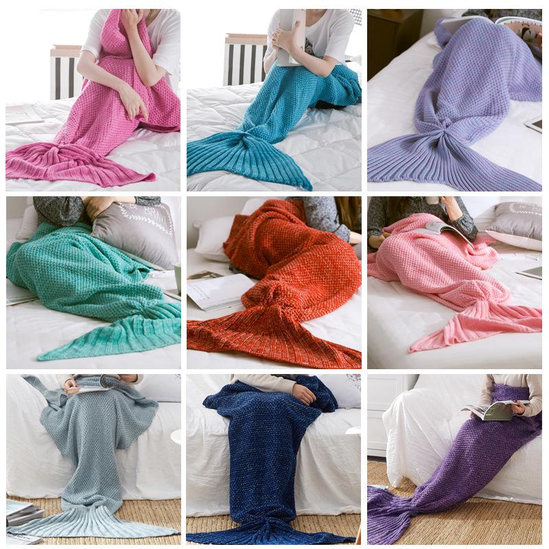 Изображение товара: Креативное одеяло с хвостом русалки, вязаное крючком одеяло русалки для детей и взрослых, супермягкое всесезонное вязаное одеяло для сна s