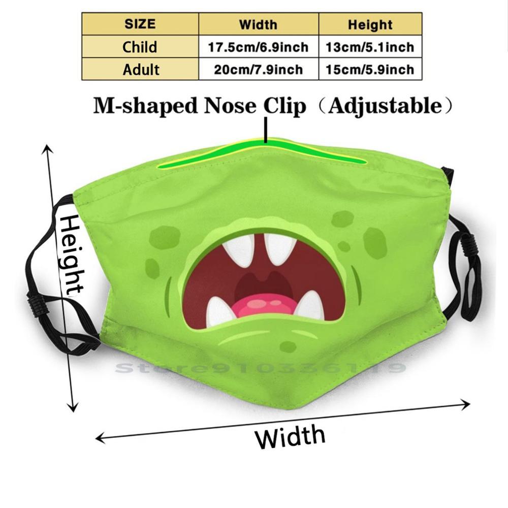 Изображение товара: Хэллоуин влюбленные-светло-зеленые Смешные рандомные рот многоразовая маска для лица с фильтрами Детские Монстры рот