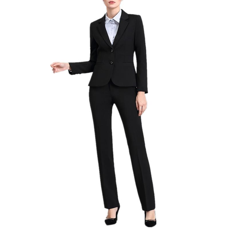 Изображение товара: Профессиональная женская Деловая одежда для офиса, женский костюм из двух предметов, пиджак + брюки, женские брюки, костюмы на заказ