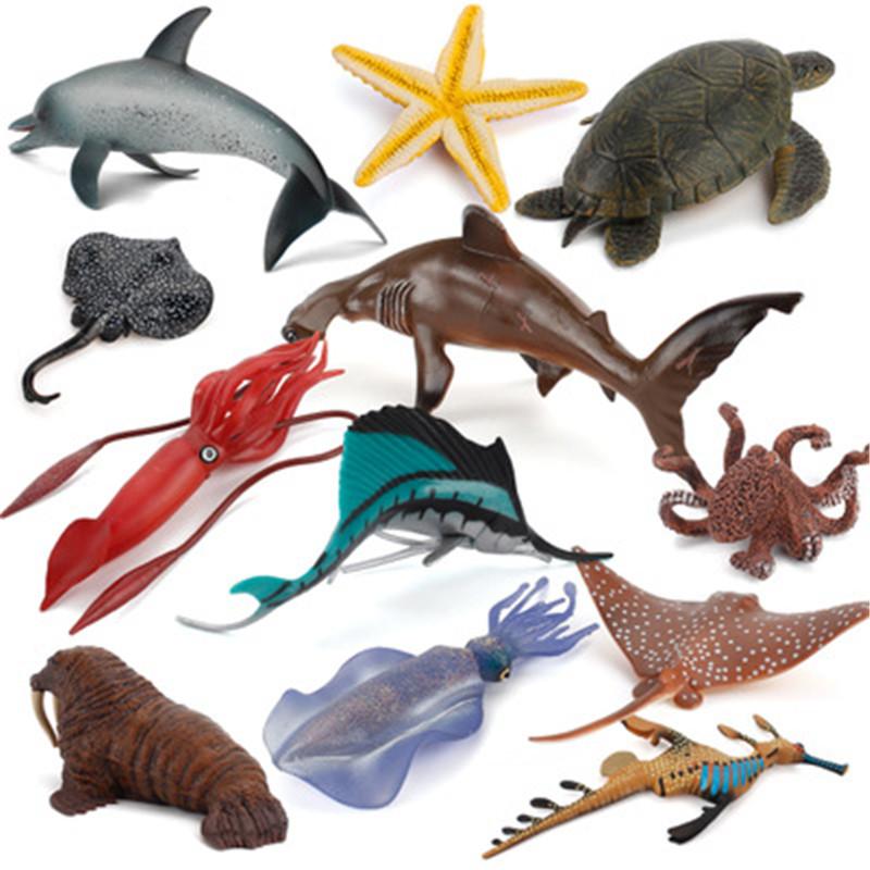 Изображение товара: Новое моделирование морского дна животных модель игрушки Фигурки кальмар Морская звезда дьявол рыбы осьминога пижамы с изображением животных, дельфинов; Фигурки из ПВХ, куклы игрушки для детей