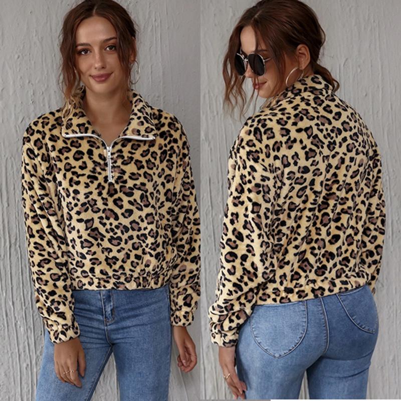 Изображение товара: Women's Soft Leopard Print Faux Fur Hooded Jacket Casual Zipper Polar Fleece Jacket Leopard Print