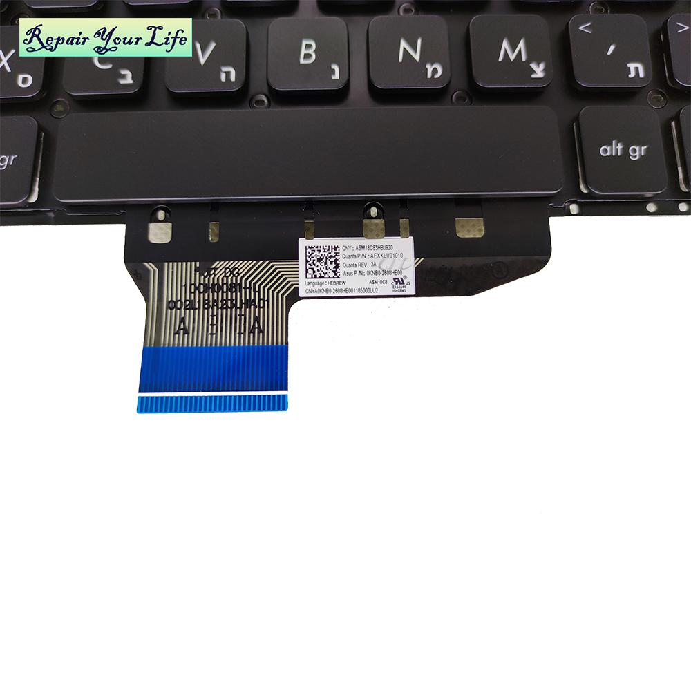 Изображение товара: Клавиатура с подсветкой для ASUS Vivobook 14s, X430, UA, A430, S430, иврит, Ху, черная, 0KNB0, 2608HE00, 260AHE00, 2608HU00
