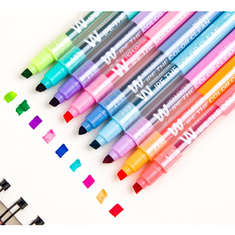 Изображение товара: 10 шт./компл. двухсторонние флуоресцентные школьные маркеры для письма, милые цветные маркеры
