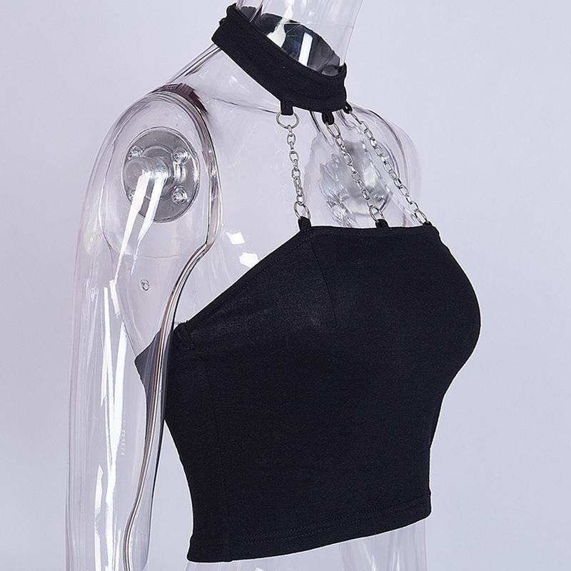 Изображение товара: Сексуальный Повседневный Топ-бюстье с открытой спиной, летний укороченный топ-бюстье с цепочкой, футболка-безрукавка