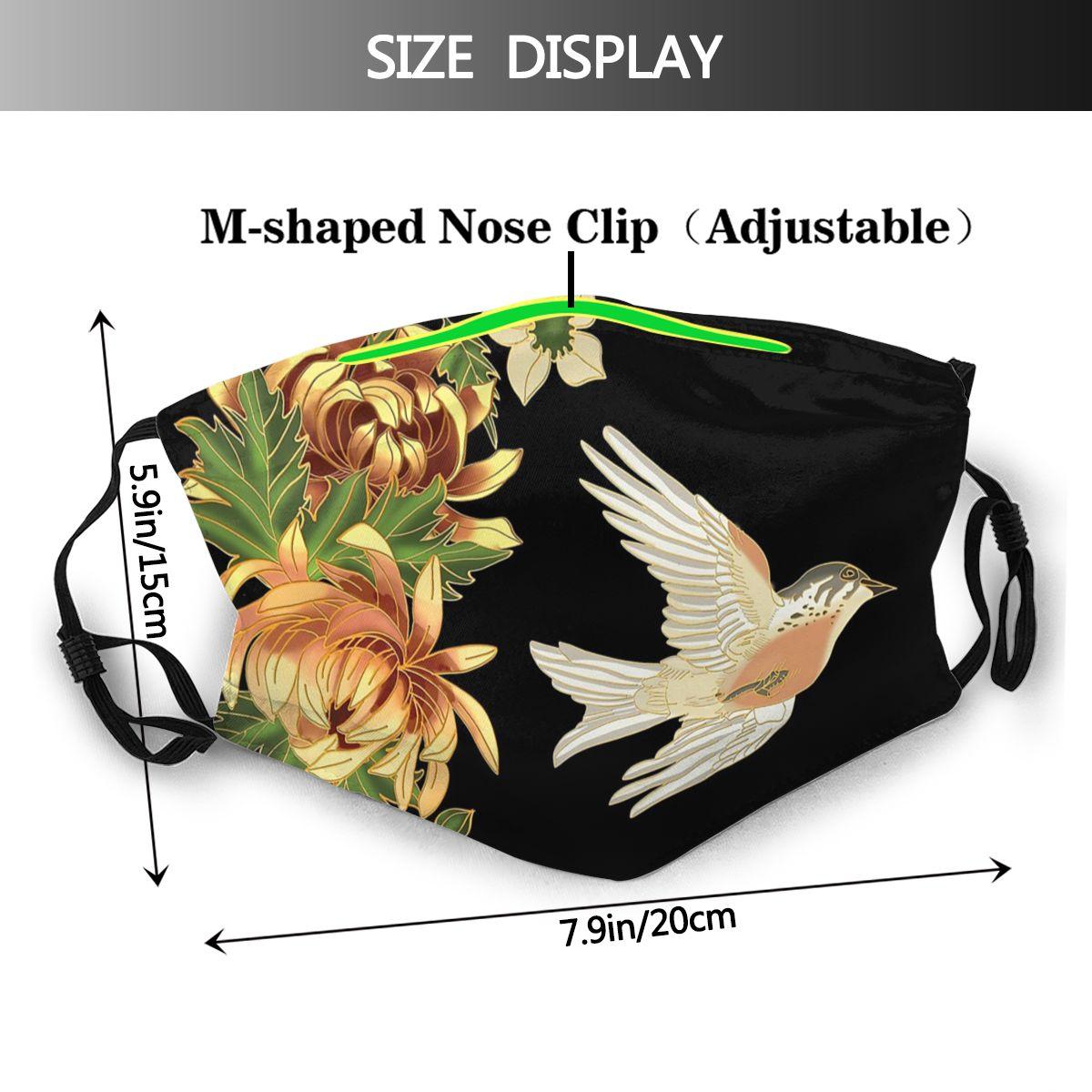 Изображение товара: Моющаяся маска для лица с принтом птиц Ласточка и хризантемы ветрозащитная непромокаемая маска для лица с фильтрами из полиэстера защитный чехол