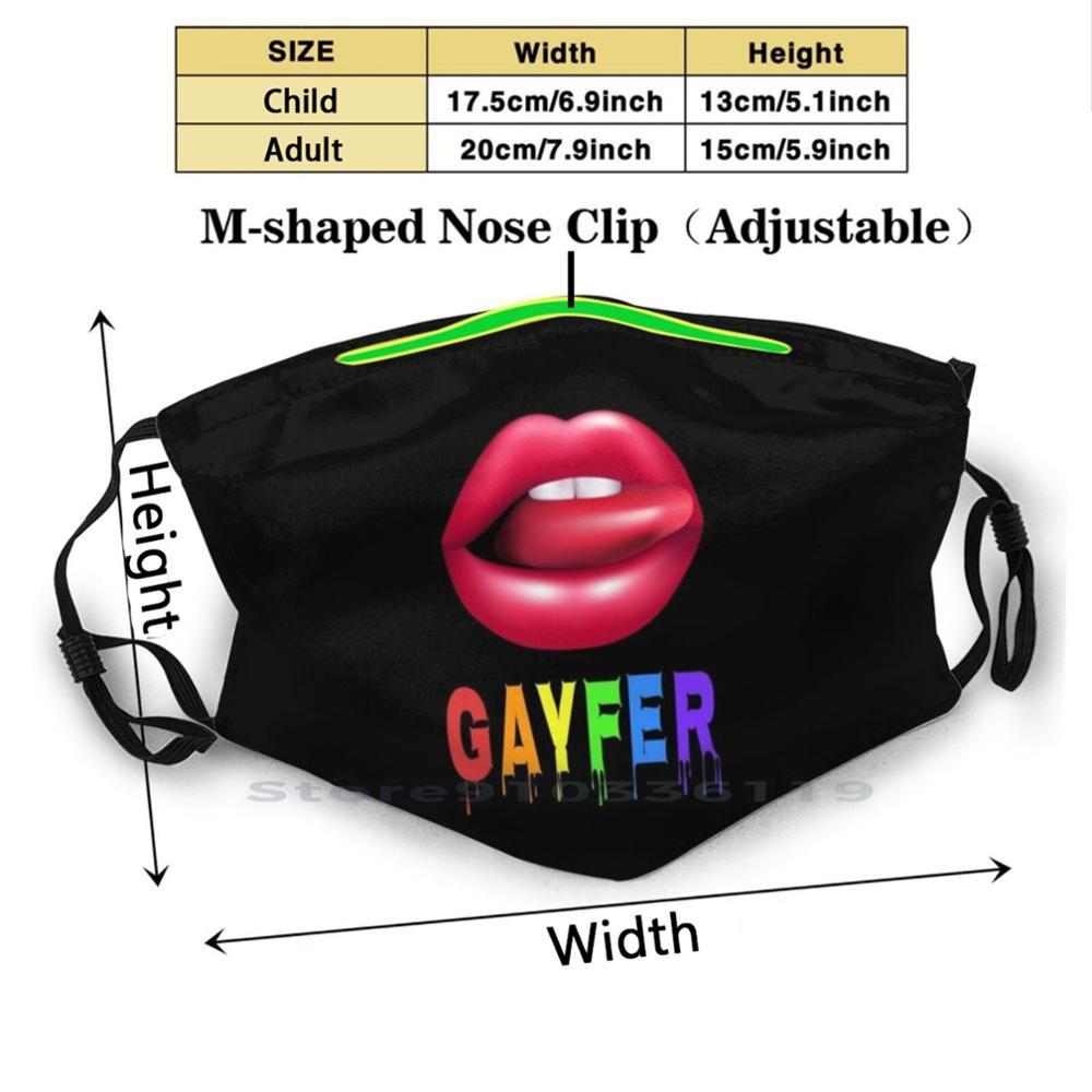 Изображение товара: Gayfer-слюни поцелуй рубашка для геи ЛГБТ газированные безалкогольные напитки рот печати многоразовый Pm2.5 фильтр DIY маска для лица для Радужный Флаг ЛГБТ лгбтик гей