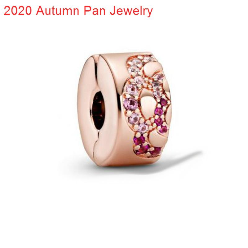Изображение товара: Осень 2020, серебряные бусины 925 пробы, розовое золото, зажим, шарм, подходит для оригинальной формы, браслеты для женщин, сделай сам, женский подарок