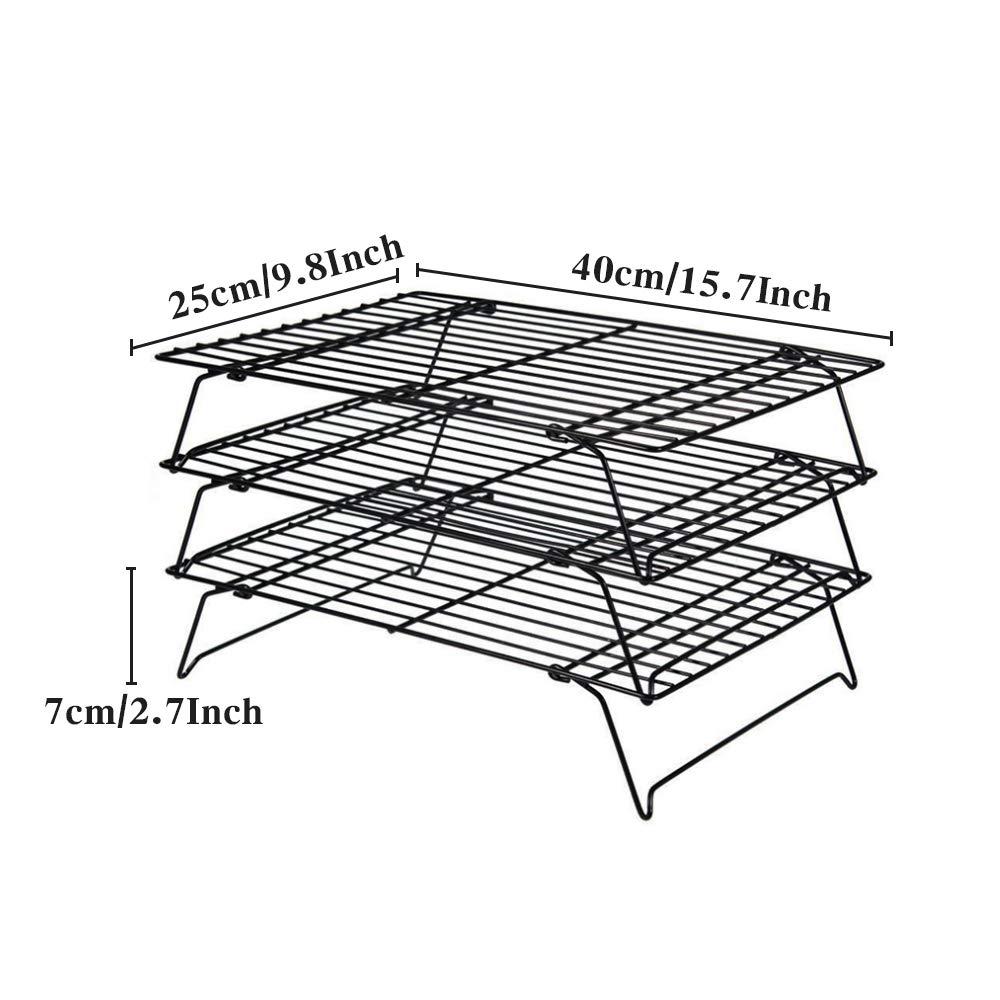 Изображение товара: 3-уровневая охлаждающая стойка, Штабелируемая антипригарная решетка, охлаждающая стойка для печенья, подставка для противней, держатель сетка мат, сушилка