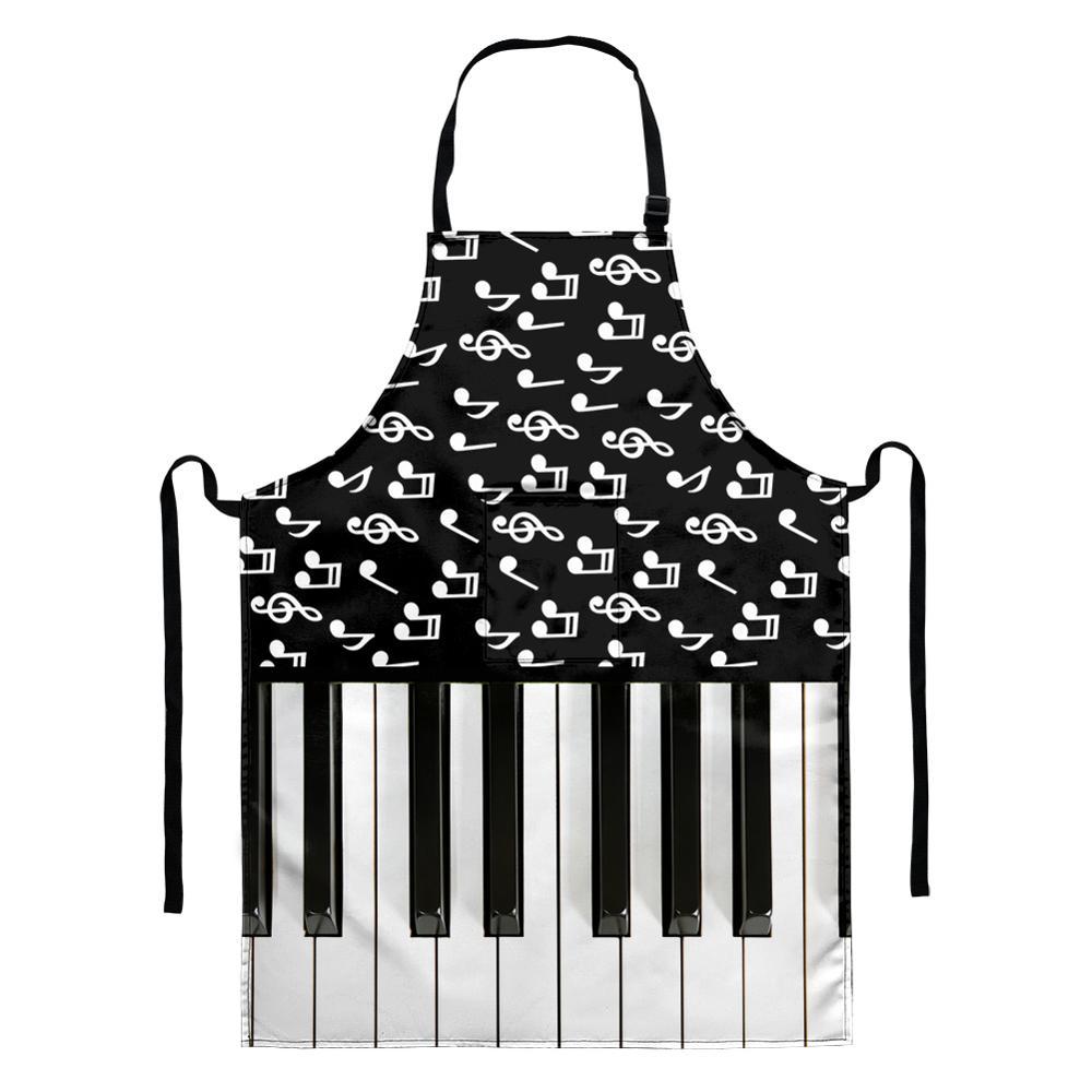 Изображение товара: Фартук Кухонный унисекс с музыкальным принтом нот, модный фартук для уборки пианино вечерние мужчин и женщин