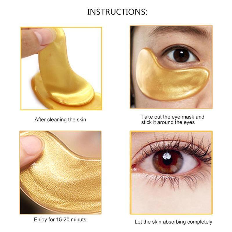 Изображение товара: 1 пара, коллагеновая маска для кожи вокруг глаз с золотыми кристаллами