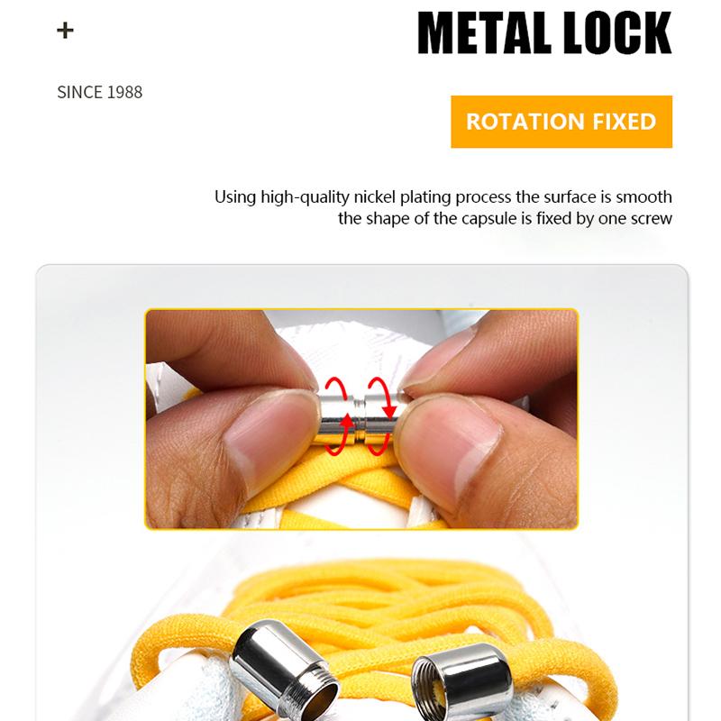 Изображение товара: Эластичные шнурки новой версии без завязывания, шнурки для обуви с металлическим замком для детей и взрослых, быстрые шнурки для кроссовок, полукруглые шнурки