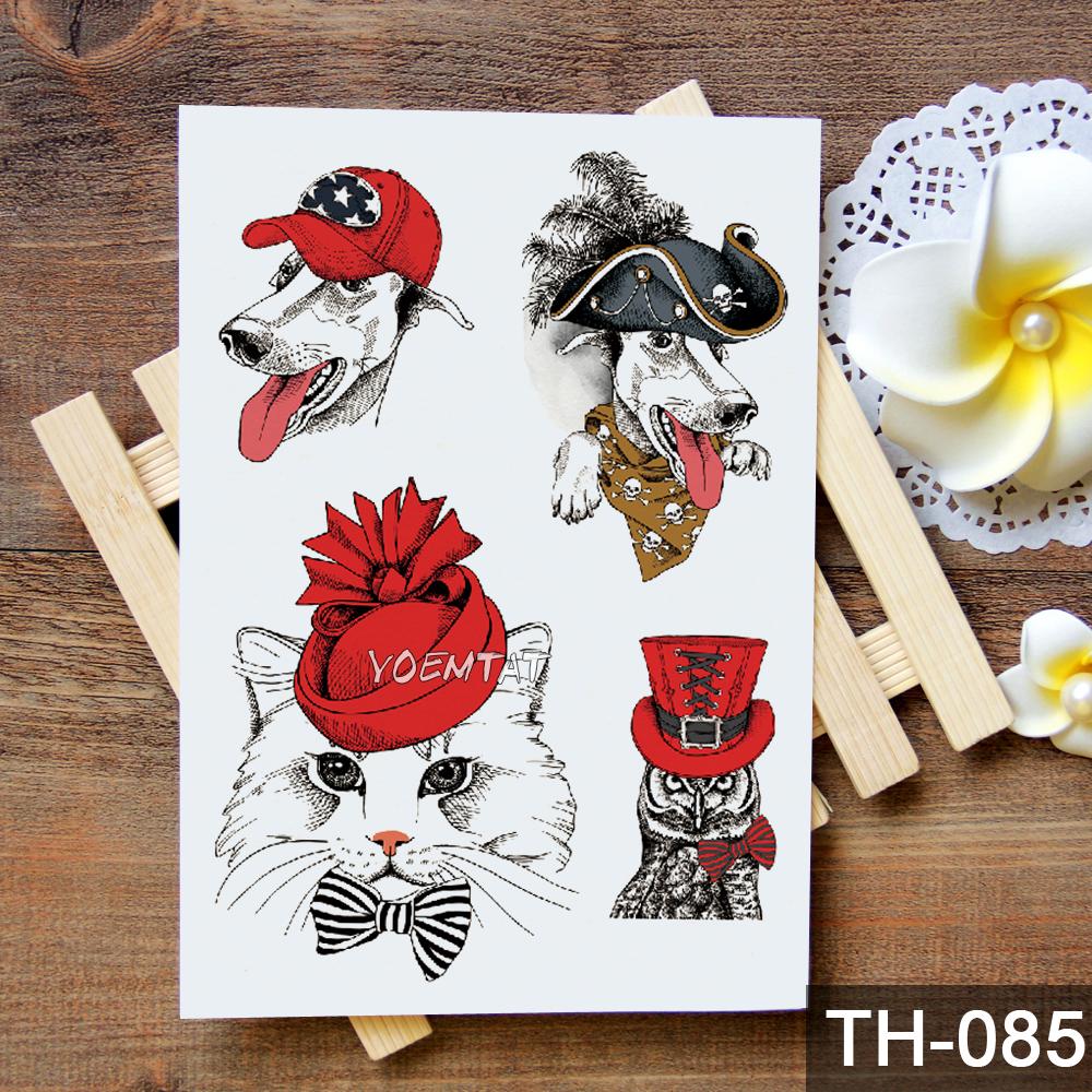 Изображение товара: Водостойкая временная татуировка, наклейка с рисунком собаки, кошки, переводная татуировка, искусственная татуировка для боди-арта для женщин и мужчин