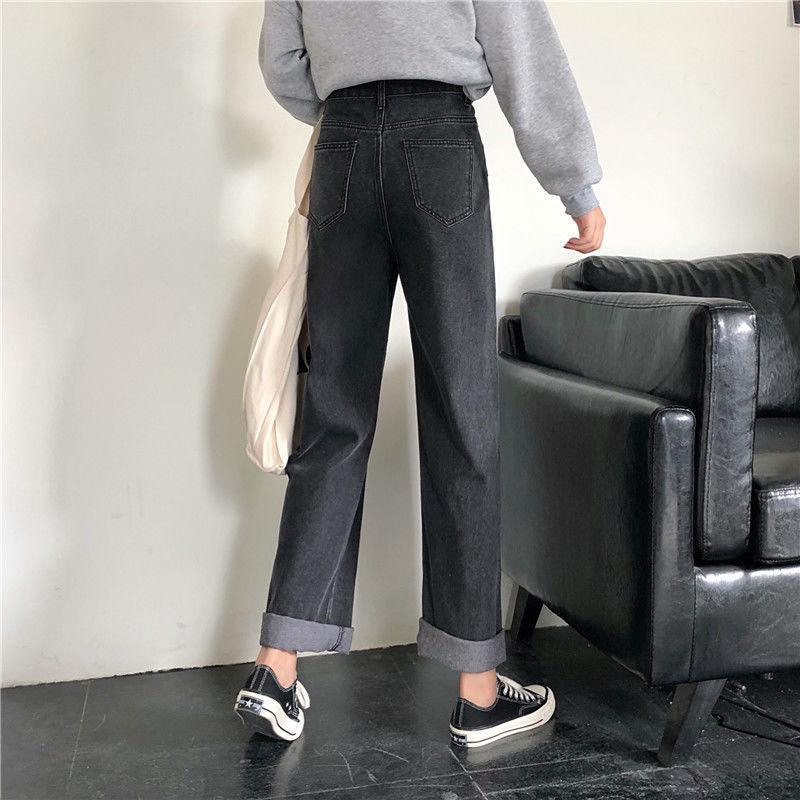 Изображение товара: Женские джинсы V-hanver свободные с высокой талией винтажные широкие джинсы для отдыха женские джинсы в Корейском стиле универсальные Простые Длинные
