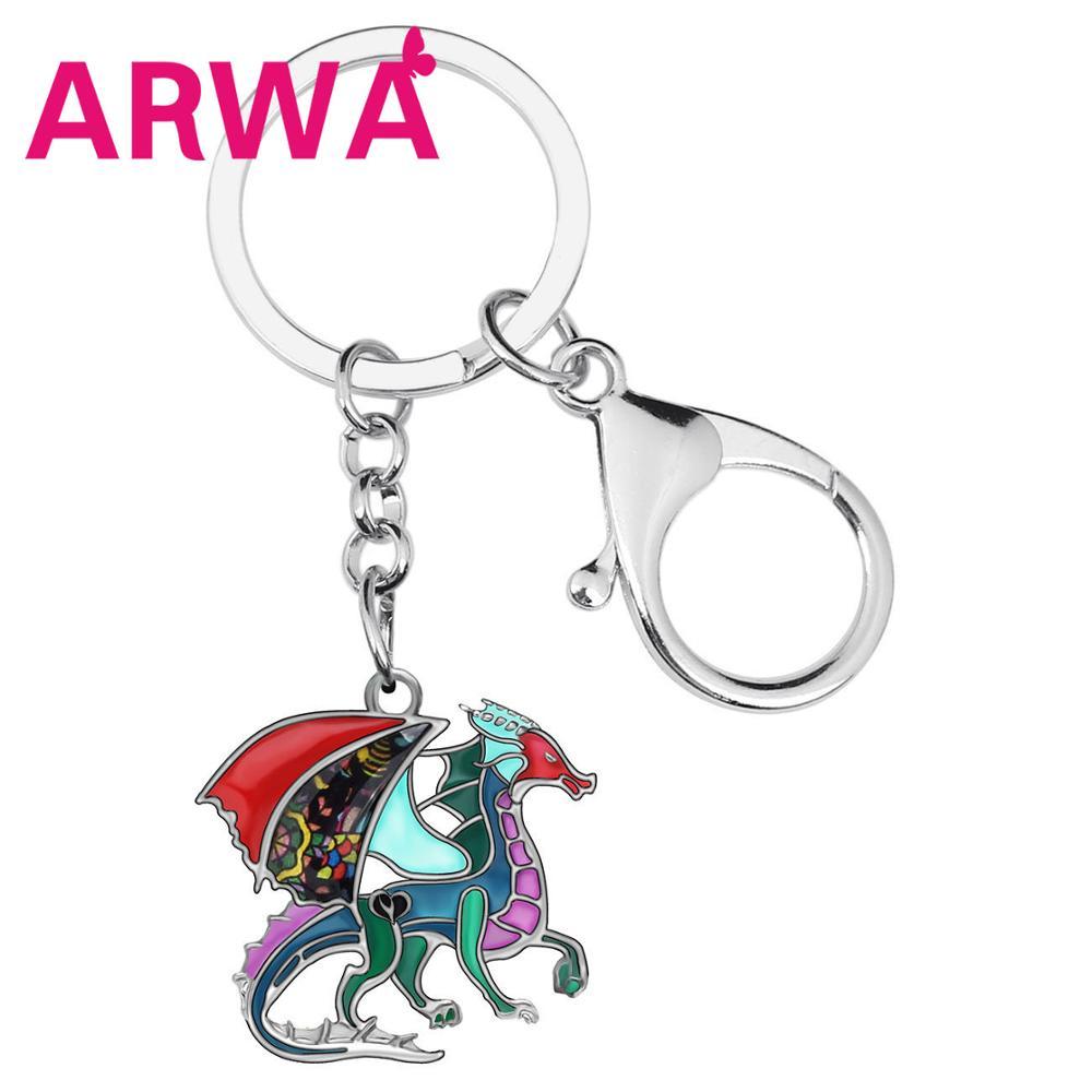 Изображение товара: Брелок ARWA из эмалированного сплава с изображением цветочного милого дракона, брелок с большим животным для женщин и подруг, модный подарок, аксессуары для автомобиля