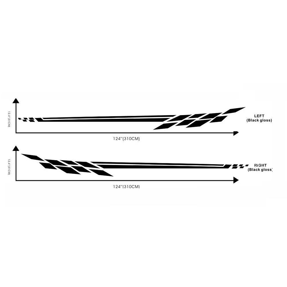 Изображение товара: 2шт Автогонки черный 122 длинная полоса графика боковое Тело Винил Сделай Сам наклейки на машину и наклейки автомобильные аксессуары для стайлинга автомобилей