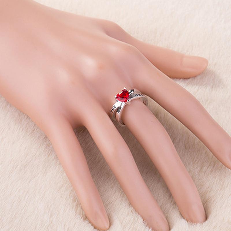Изображение товара: Обручальные кольца для женщин с изображением стрелы Купидона, романтическое серебряное ювелирное изделие, красное сердце, камень, кольцо для влюбленных, лучший подарок на день Святого Валентина