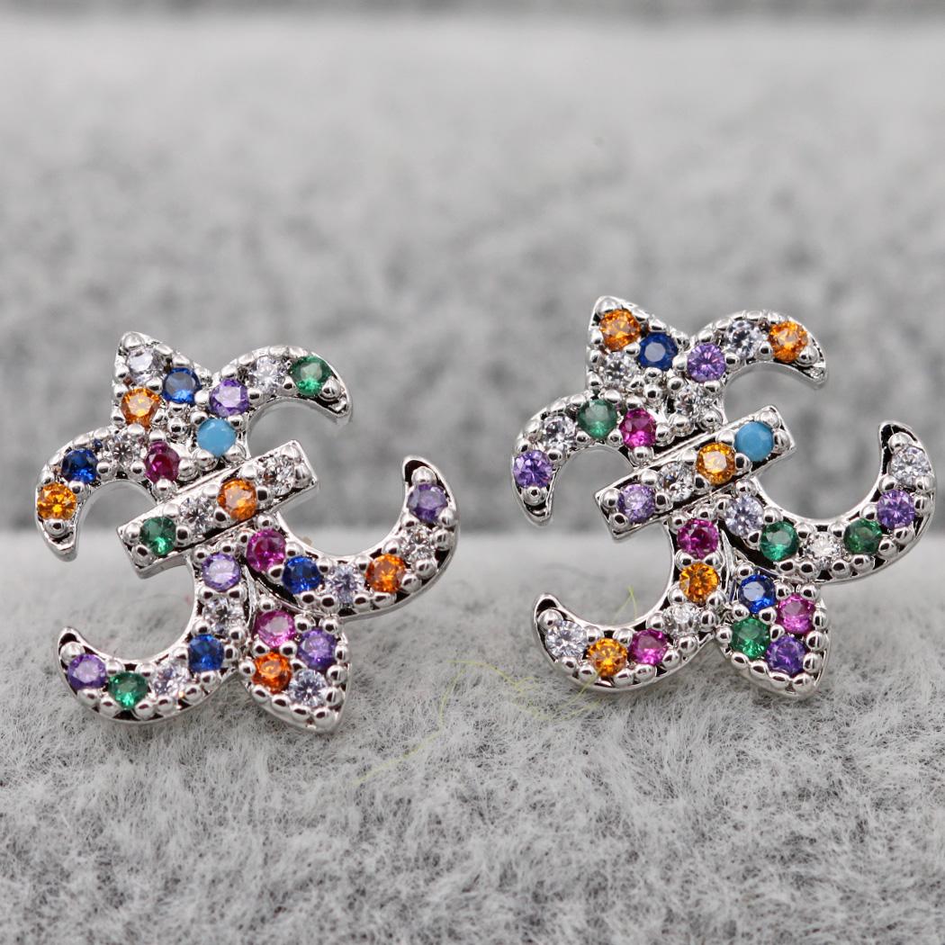 Изображение товара: Модные женские серьги, ювелирные изделия, серьги-гвоздики с искусственными кристаллами и цветами для женщин, роскошные серьги-гвоздики для подарка