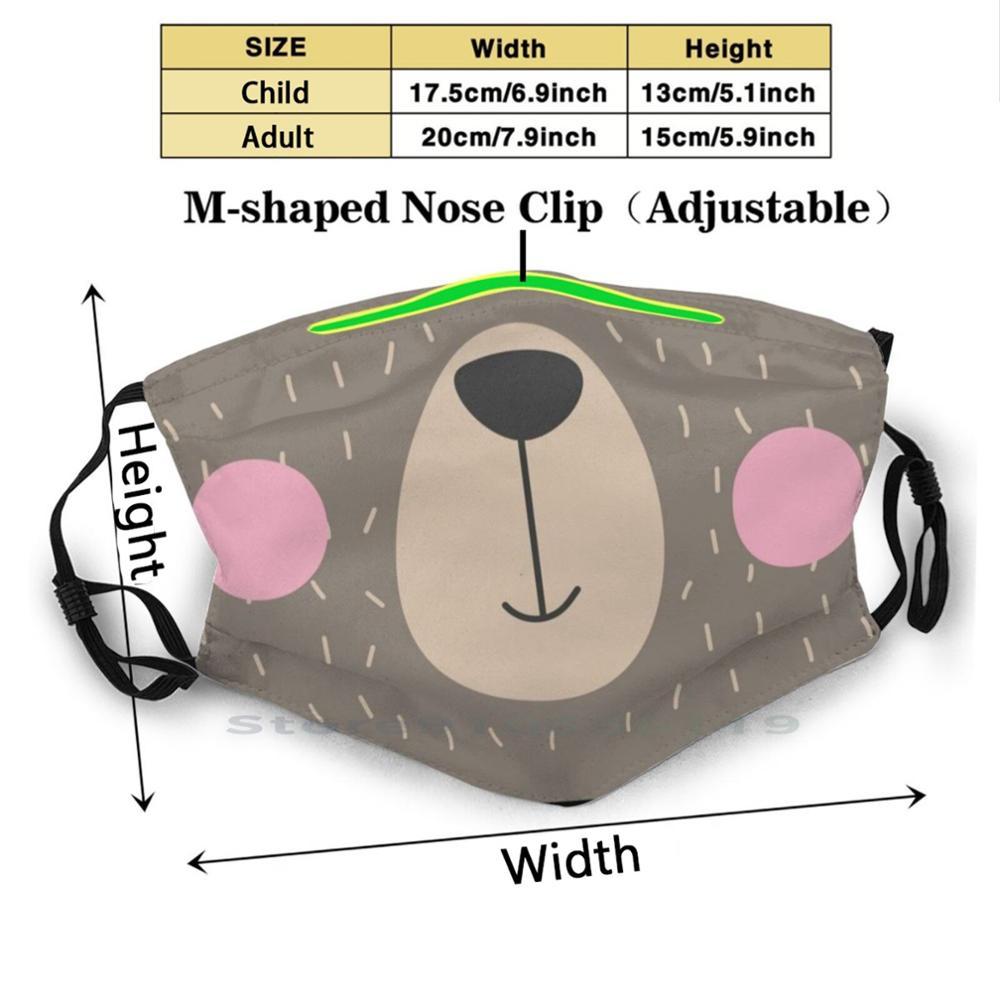 Изображение товара: Маска Тедди мишка Смешные животные Тканевая маска рот для взрослых детей моющаяся смешная маска для лица с фильтром крутое дыхание смешное общение