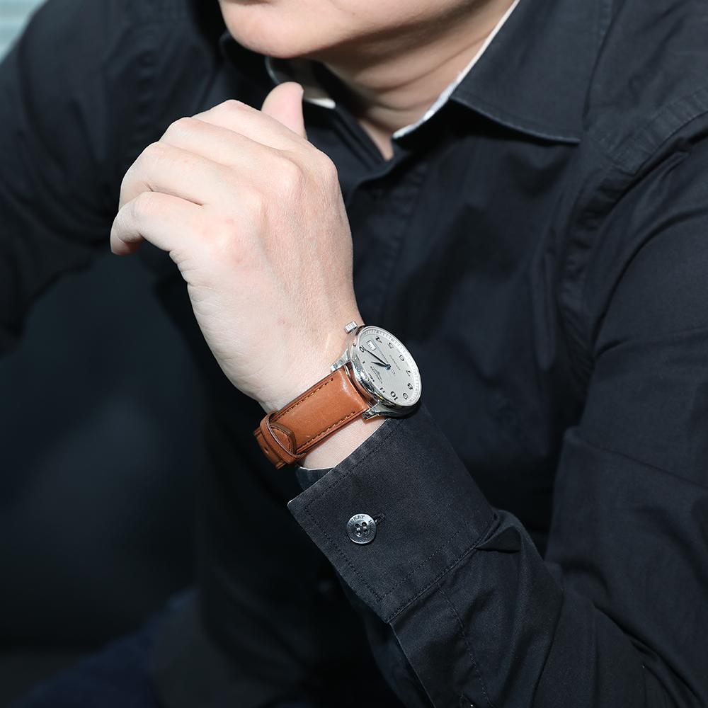 Изображение товара: Ремешок для часов, быстросъемный кожаный ремешок, 20 мм, 22 мм, мужской, женский браслет с бабочкой, раскрывающаяся Пряжка, аксессуары для умных часов
