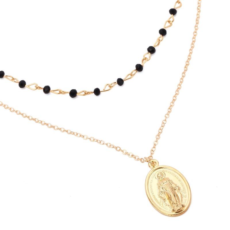 Изображение товара: Ожерелье с бусинами HebeDeer, ювелирное изделие для леди Девы Марии, Трендовое женское ожерелье серебряного цвета, винтажное ожерелье с подвеской, Женская цепочка