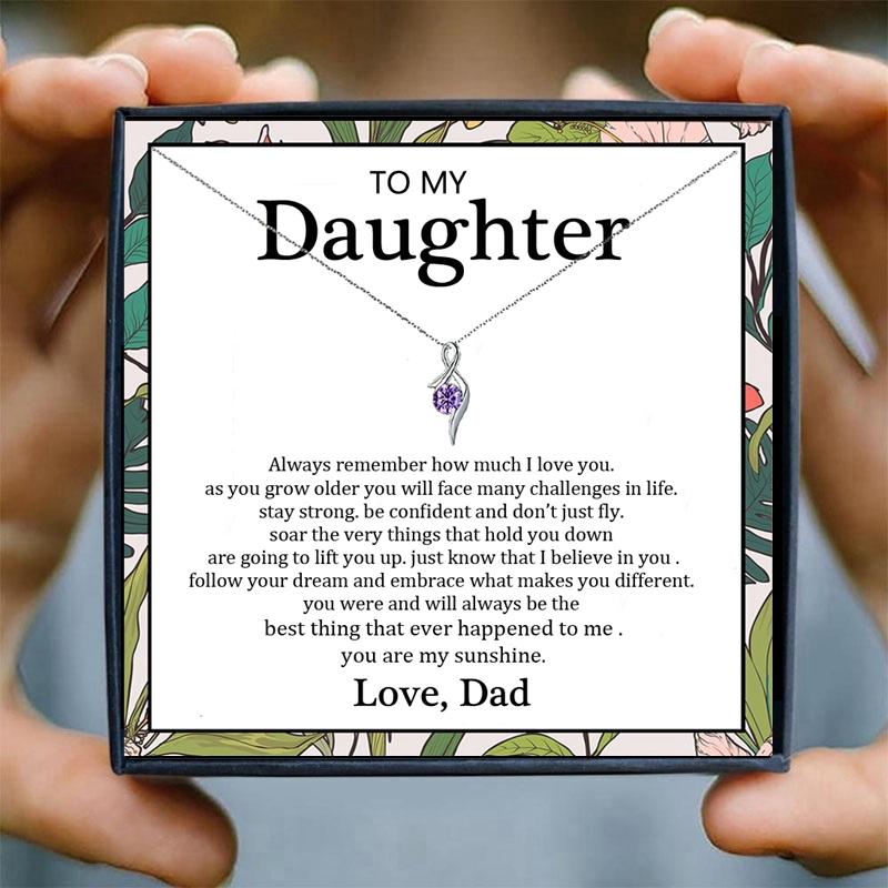 Изображение товара: Ожерелье Подвеска для дочери для женщин и семьи, подарок дочери от папы, цепочка с кристаллами, ожерелье, ювелирные изделия на день рождения для девушек