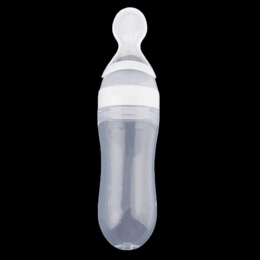 Изображение товара: 90 мл прекрасная безопасность для младенцев силиконовые кормления с ложкой кормушка для еды рисовая бутылочка для каши лучший подарок для малышей тренировочный питатель