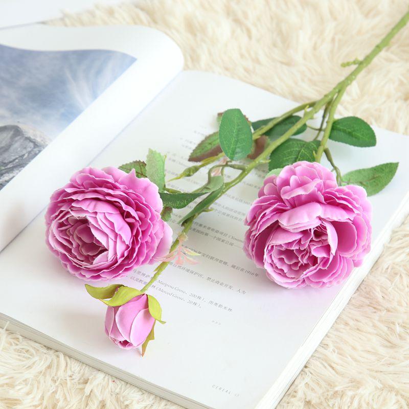 Изображение товара: Искусственные шелковые розы, искусственные цветы, букет из белых, красных, розовых, синих цветов «сделай сам», свадебное украшение, домашний декор, 3 головки
